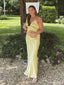 Sexy Yellow Mermaid V-neck Long Party Prom Dresses To Impress,Evening Dress,13504