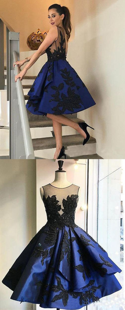 2017 Fashion Royal Blue vintage Ball Gown Open backs homecoming prom dresses,BD00193