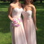 A Line Blush Pink Sweetheart Neckline Lace Chiffon Long Junior Bridesmaid Dresses, WG316
