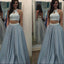 Beautiful Two Pieces Open Back Silver Beaded Elegant Fashion Cheap Long Prom Dresses, WG253