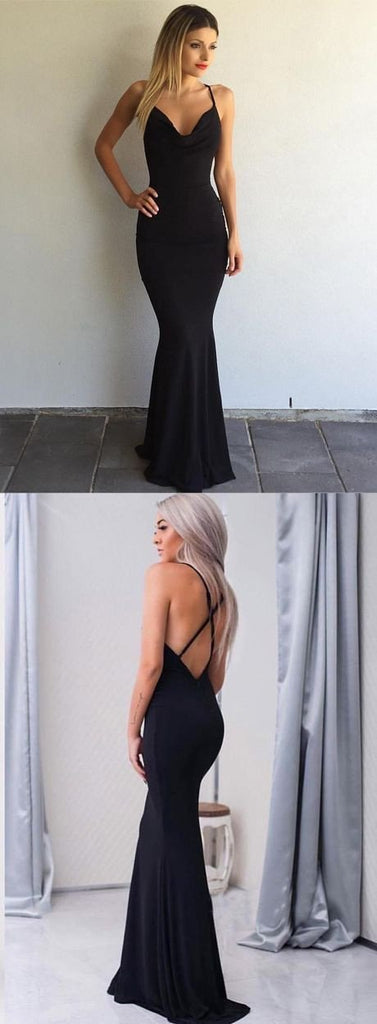 Black Backless Mermaid Evening Prom Dresses, Long Simple Party Prom Dress, Custom Long Prom Dresses, Cheap Formal Prom Dresses, 17122