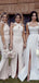 Champagne Mermaid Halter Side Slit Cheap Long Bridesmaid Dresses,WG1145