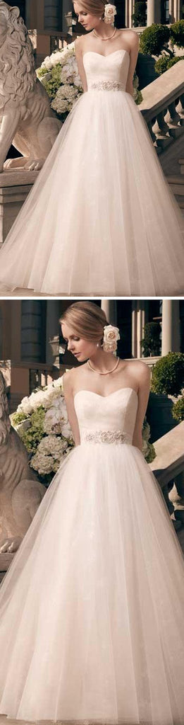 Charming Sweetheart Long A-line Rhinestone Princess Wedding Party Dresses, WD0116