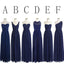 Classic Popular Navy Blue Mismatched Chiffon Formal Cheap Long Bridesmaid Dresses, WG302