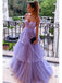 Cute Purple A-line Spaghetti Straps Long Prom Dresses Online,12873