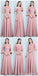 Dusty Pink Floor Length Mismatched Simple Cheap Bridesmaid Dresses Online, WG518