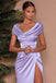 Elegant Purple Sheath High Slit Cheap Long Prom Dresses Online,12853
