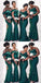 Emerald Green Mermaid Spaghetti Straps Cheap Long Bridesmaid Dresses,WG1258