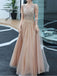 Gorgeous Champagne A-line V-neck Maxi Long Prom Dresses,Evening Dresses,12993