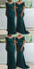 Green Off Shoulder Mermaid Cheap Long Bridesmaid Dresses Online,WG1471