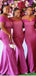 Hot Pink Mermaid Off Shoulder Cheap Long Bridesmaid Dresses,WG1213