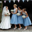 Illusion Light Blue Lace Applique Cheap Short Bridesmaid Dresses Online, WG330