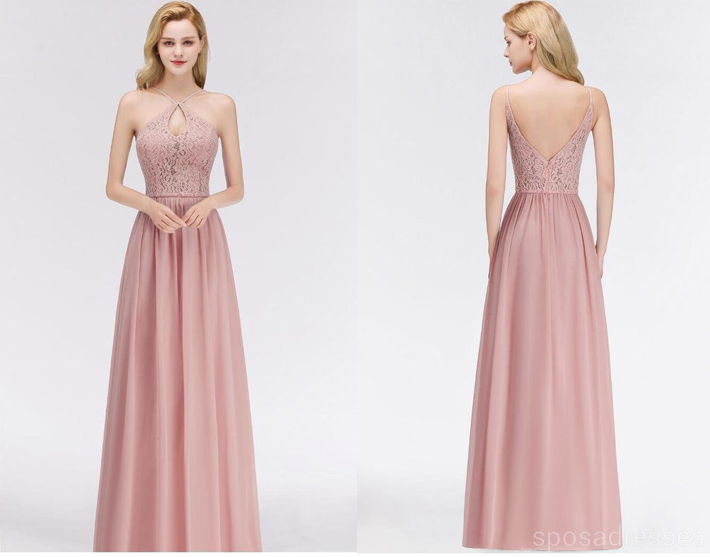 Lace Blush Pink Floor Length Mismatched Chiffon Bridesmaid Dresses Online, WG543