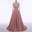 Long Sleeve See Through Heavily Beaded Dusty Pink Long Evening Prom Dresses, Popular Cheap Long 2018 Party Prom Dresses, 17228