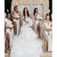 Mismatched Champagne Mermaid Cheap Long Bridesmaid Dresses,WG1308