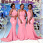 Mismatched Pink Mermaid Cheap Long Bridesmaid Dresses Online,WG1146