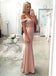 Off Shoulder Blush Pink Mermaid Evening Prom Dresses, Long Lace Party Prom Dress, Custom Long Prom Dresses, Cheap Formal Prom Dresses, 17061