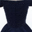 Off Shoulder Navy Blue Beaded A line Long Evening Prom Dresses, Popular Cheap Long Party Prom Dresses, 17230
