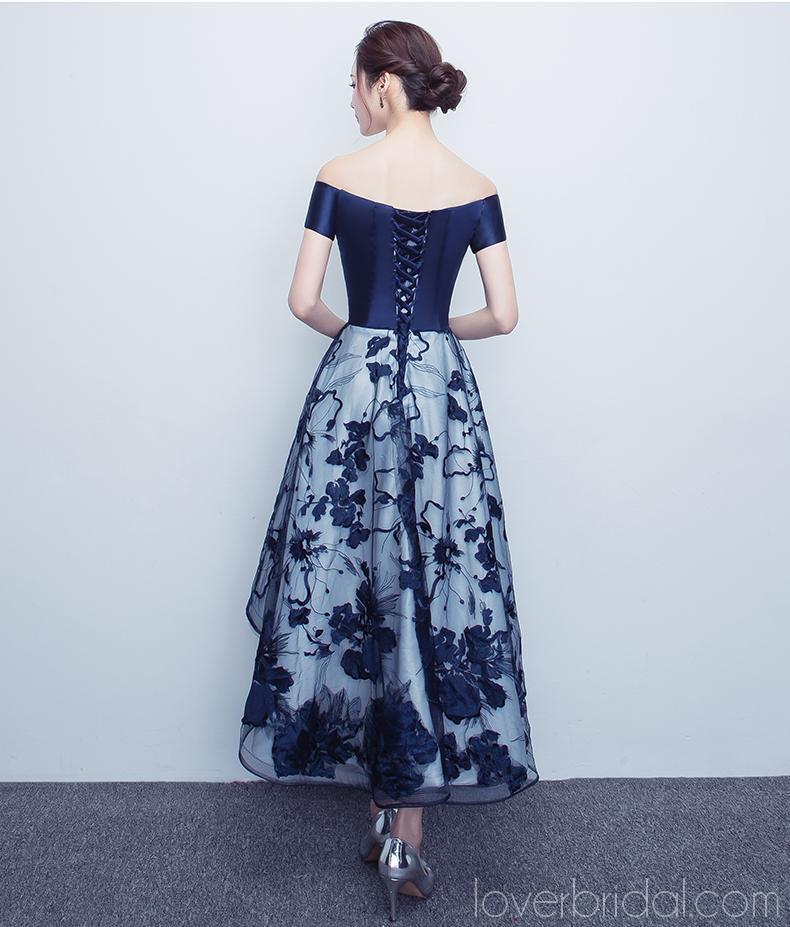 Off Shoulder Navy Lace Cheap Homecoming Dresses Online, Cheap Short Prom Dresses, CM788