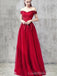 Off Shoulder Red Cheap Long Evening Prom Dresses, Cheap Custom Party Prom Dresses, 18583