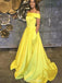 Off Shoulder Yellow Cheap Long Evening Prom Dresses, Evening Party Prom Dresses, 12157