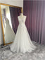 Off White A-line Straps V-neck Handmade Lace Wedding Dresses,WD785