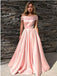 Pink A-line Off Shoulder Cheap Long Prom Dresses Online,Dance Dresses,12422