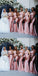 Pink Mermaid One Shoulder Cheap Long Bridesmaid Dresses,WG1251