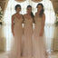 Pretty Tulle Mismatched Applique Elegant Long Wedding Bridesmaid Dresses, WG320