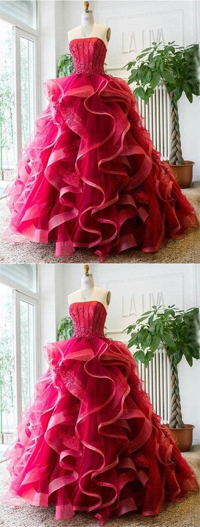 Red A-line Sleeveless Sweetheart Long Prom Dresses Online,12482