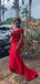 Red Mermaid Off Shoulder Cheap Long Bridesmaid Dresses,WG1311