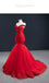 Red Mermaid V-neck Off Shoulder Long Party Prom Dresses Online,12376