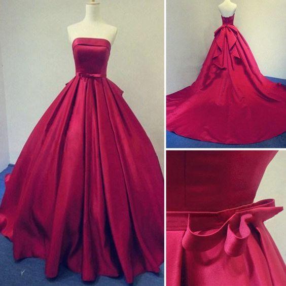 Red Popular Straight Neckline Cheap Long Prom Ball Dresses, WG502