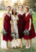 Red Wine Mismatched Short Chiffon Cheap Bridesmaid Dresses Online, WG311