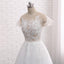 See Through Short Sleeve A Line Lace Wedding Bridal Dresses, Custom Made Wedding Dresses, Affordable Wedding Bridal Gowns, WD241