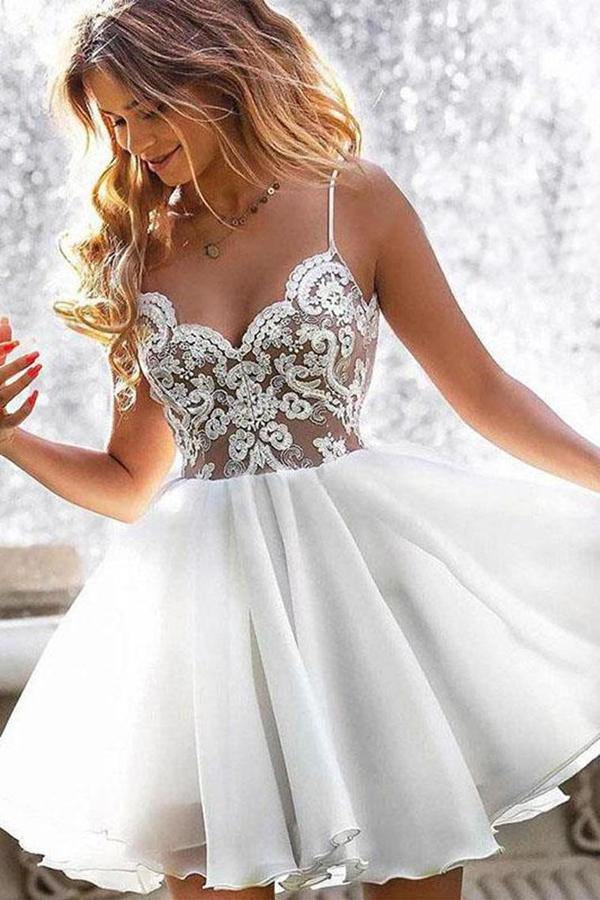 See Through Spaghetti Straps Short Homecoming Dresses Online, Cheap Short Prom Dresses, CM867