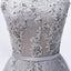 Sexy Backless Scoop Neckline Gray Lace Beaded Evening Prom Dresses, Popular Lace Party Prom Dresses, Custom Long Prom Dresses, Cheap Formal Prom Dresses, 17177