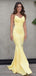 Sexy Backless Yellow Mermaid Long Evening Prom Dresses, Cheap Party Custom  Prom Dresses, 18618