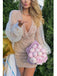 Sexy Champagne Sheath Long Sleeves V-neck Short Prom Dresses,13077