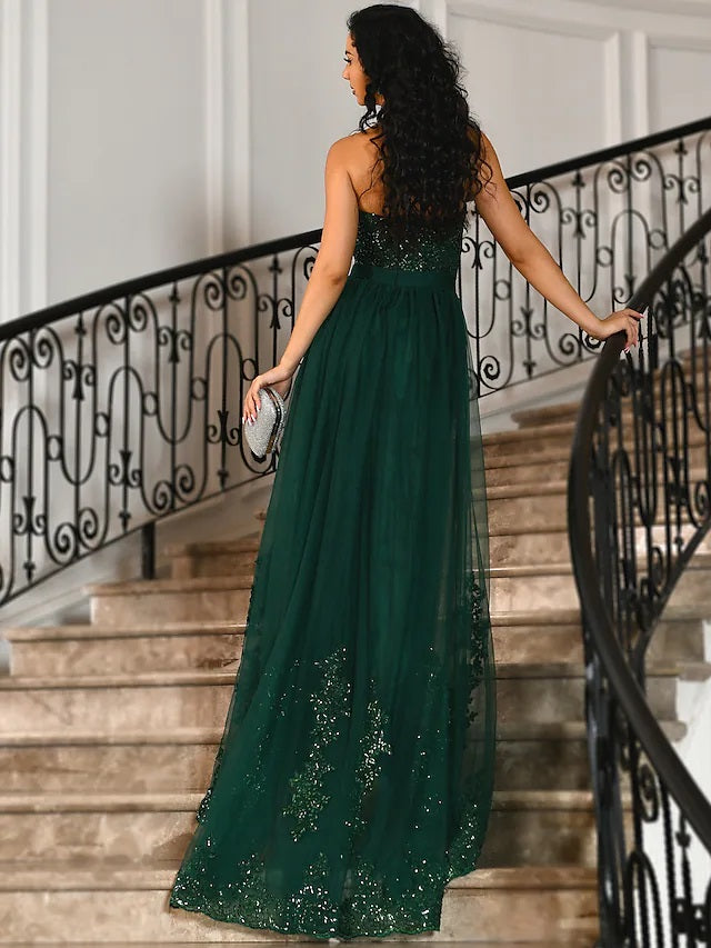 Sexy Green Mermaid Sweetheart High Slit Cheap Long Prom Dresses,12881