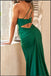 Sexy Green Sheath One Shoulder High Slit Cheap Long Prom Dresses,12846
