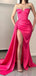 Sexy Hot Pink Sheath Sweetheart High Slit Cheap Long Prom Dresses,12841