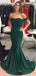 Sexy Mermaid Emerald Green Off Shoulder Backless Bridesmaid Dresses Gown Online,WG927