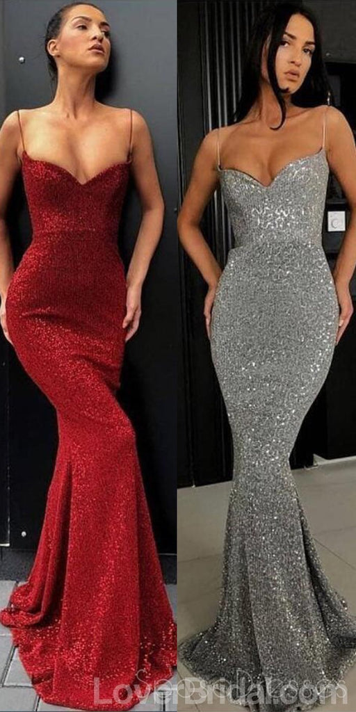 Sexy Mermaid Lace Sequin Long Evening Prom Dresses, Cheap Custom Party Prom Dresses, 18576