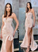 Sexy Mermaid Spaghetti Straps High Slit Maxi Long Prom Dresses,13076