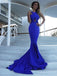 Sexy Royal Blue Mermaid Maxi Long Prom Dresses,Evening Dresses,12929