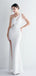 Sexy White Sheath One Shoulder High Slit Cheap Long Prom Dresses,12810