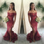 Shinning Off Shoulder Sequin Mermaid Side Slit Cheap Long Prom Dresses, WG297