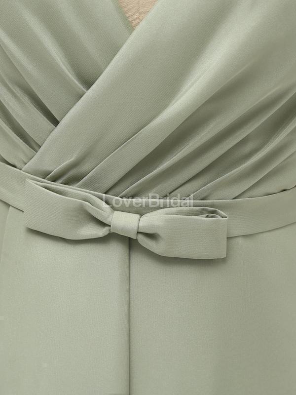 Short Sleeves Floor Length Chiffon Sofa Green Cheap Bridesmaid Dresses Online, WG587