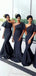 Simple Black Mermaid One Shoulder Cheap Long Bridesmaid Dresses Online,WG1098